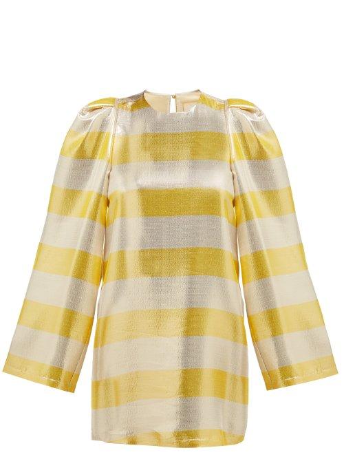 Matchesfashion.com By. Bonnie Young - Striped Silk Blend Lam Dress - Womens - Metallic
