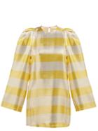 Matchesfashion.com By. Bonnie Young - Striped Silk Blend Lam Dress - Womens - Metallic