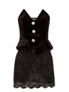 Matchesfashion.com Alessandra Rich - Velvet Bodice Sequinned Skirt Mini Dress - Womens - Black