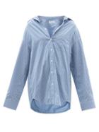 Balenciaga - Oversized Striped Cotton-poplin Shirt - Womens - Light Blue