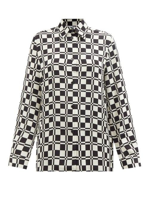 Jil Sander - Bauhaus-check Crepe Shirt - Womens - Black White