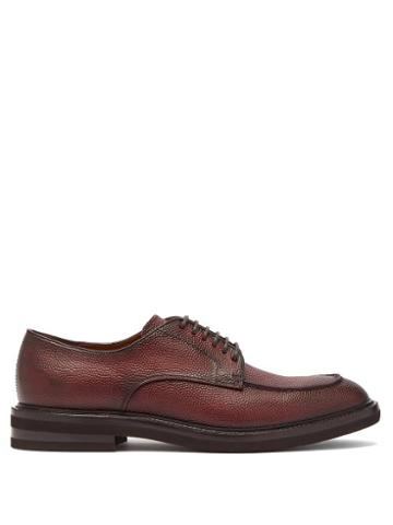 Mens Shoes Brunello Cucinelli - Grained-leather Derby Shoes - Mens - Burgundy