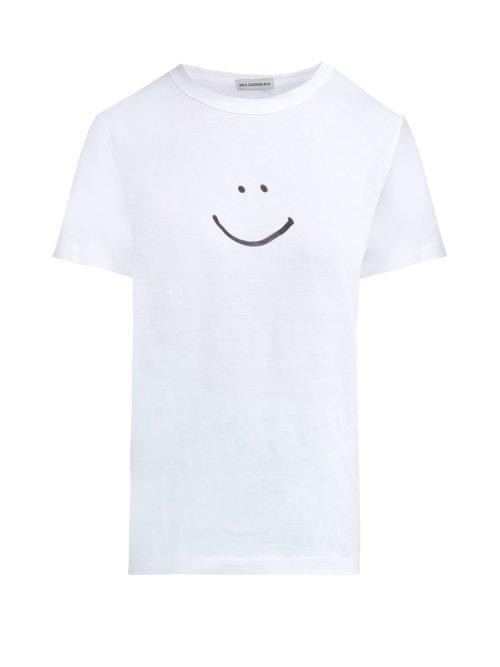 Matchesfashion.com Vika Gazinskaya - Smiley Face Print Cotton Jersey T Shirt - Womens - White