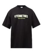 Vetements - Logo-print Cotton Jersey T-shirt - Mens - Black