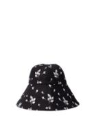 Matchesfashion.com Erdem - Floral-embroidered Bucket Hat And Pouch Set - Womens - Black White