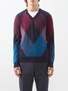 J.lindeberg - Active Argyle Wool Golf Sweater - Mens - Navy Multi