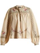 Matchesfashion.com Isabel Marant - Dyron Embroidered Silk Blouse - Womens - Ivory