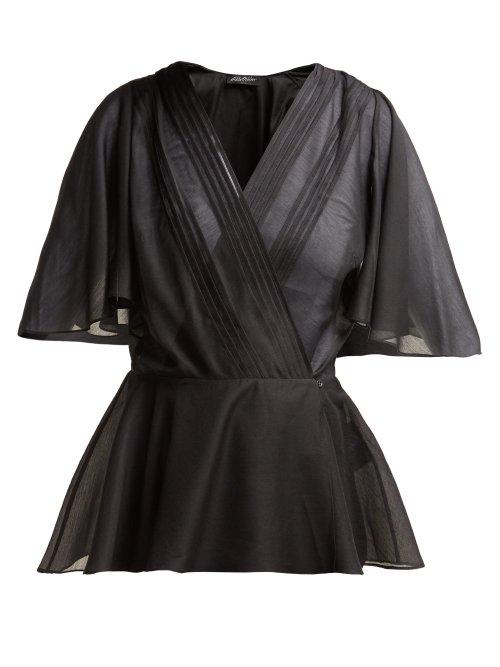 Matchesfashion.com Anna October - Pintuck Pleated Wrap Top - Womens - Black