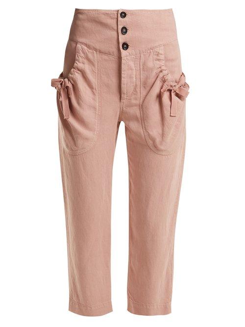 Matchesfashion.com Isabel Marant Toile - Weaver High Rise Cropped Trousers - Womens - Light Pink