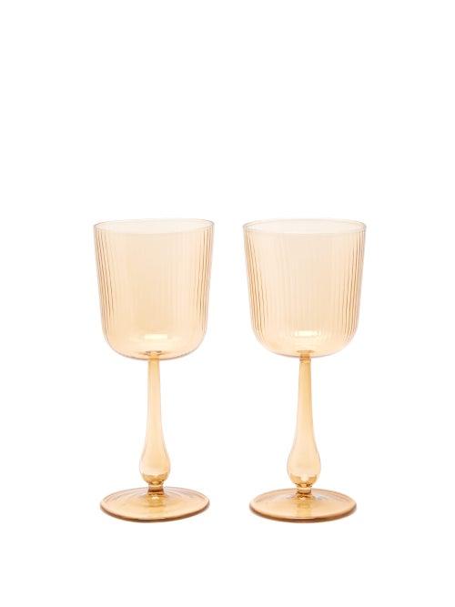 Matchesfashion.com R+d.lab X Lee Mathews - X Lee Mathews Set Of Two Luisa Wine Glasses - Yellow