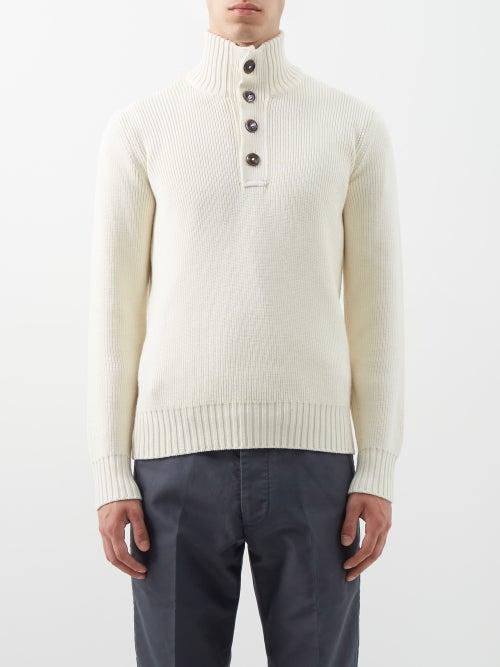 Tom Ford - High-neck Ribbed Silk And Wool Sweater - Mens - Cream