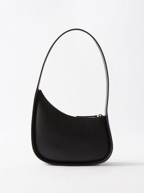 The Row - Half Moon Leather Shoulder Bag - Womens - Black