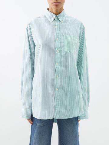 E.l.v. Denim - The Diana Striped-cotton Shirt - Womens - Green Multi