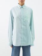 E.l.v. Denim - The Diana Striped-cotton Shirt - Womens - Green Multi