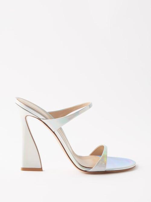 Gianvito Rossi - Aura 105 Metallic-leather Mules - Womens - Silver
