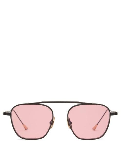Matchesfashion.com Lunetterie Generale - Spitfire Square Titanium Sunglasses - Mens - Black