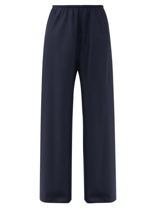 Matchesfashion.com The Row - Gala Wool Wide-leg Trousers - Womens - Navy