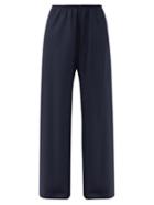Matchesfashion.com The Row - Gala Wool Wide-leg Trousers - Womens - Navy