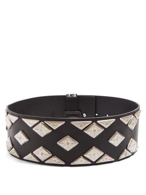 Matchesfashion.com Isabel Marant - Studded Wide Leather Waist Belt - Womens - Black