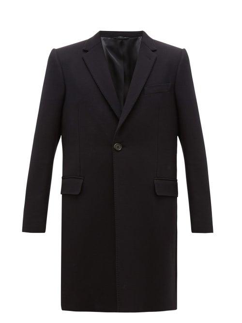 Matchesfashion.com Dolce & Gabbana - Single Breasted Wool Blend Twill Overcoat - Mens - Navy