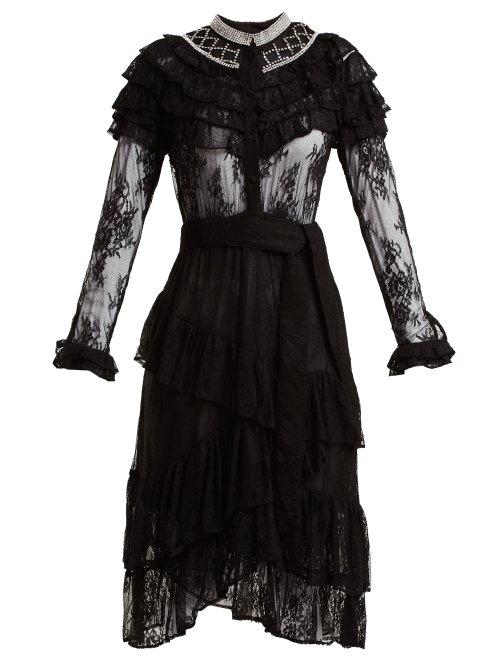 Matchesfashion.com Dodo Bar Or - Monabella Floral Lace Dress - Womens - Black
