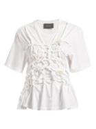 Simone Rocha Pearl-embellished Gathered Cotton T-shirt