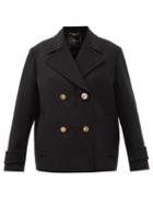 Ladies Rtw Versace - Crystal-button Double-breasted Wool Coat - Womens - Black