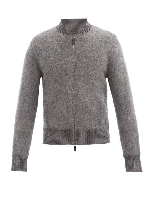 Matchesfashion.com Iris Von Arnim - Ace Brushed-cashmere Bomber Jacket - Mens - Grey
