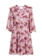 Matchesfashion.com Giambattista Valli - Floral Print Silk Crepe Mini Dress - Womens - Pink Multi