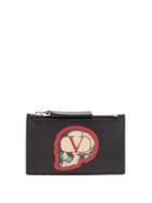 Matchesfashion.com Valentino - X Undercover Skull Print Leather Cardholder - Mens - Black