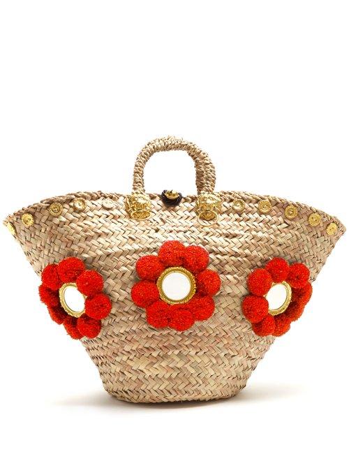 Matchesfashion.com Muzungu Sisters - Sicilian Pompom Straw Tote - Womens - Red Multi
