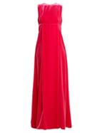 Matchesfashion.com Valentino - Cut Out Sleeveless Velvet Gown - Womens - Pink