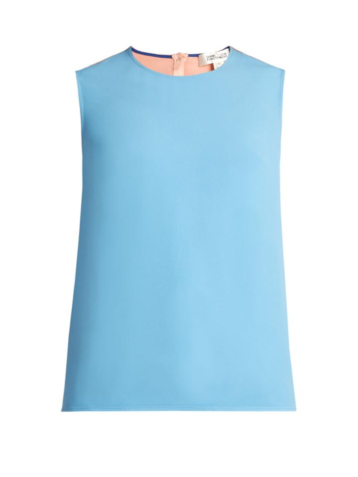 Diane Von Furstenberg Sleeveless Crepe And Satin Top