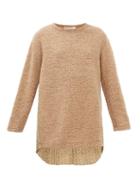 Matchesfashion.com Junya Watanabe - Floral Print Pliss And Boucl Knit Sweater - Womens - Beige Multi