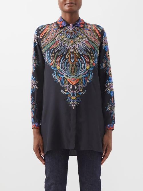 Etro - Paisley-print Silk Shirt - Womens - Black