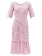 Matchesfashion.com Dolce & Gabbana - Fluted Cordonetto-lace Dress - Womens - Light Pink