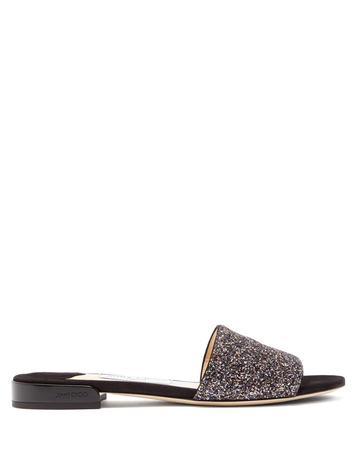 Jimmy Choo Joni Glitter-embellished Slides