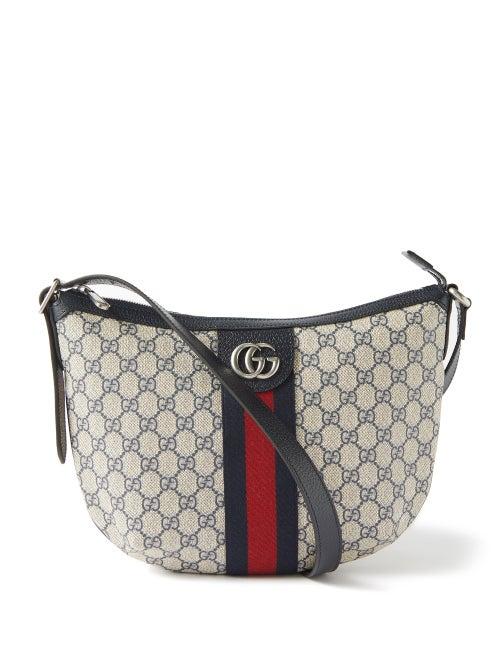 Gucci - Ophidia Gg-supreme Canvas And Leather Shoulder Bag - Womens - Blue Beige