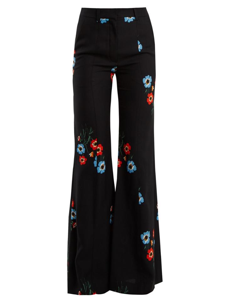 Sonia Rykiel Floral-print Flared-leg Crepe Trousers