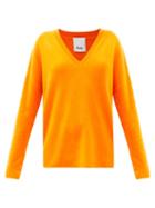 Matchesfashion.com Allude - V-neck Cashmere Sweater - Womens - Orange