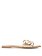 Matchesfashion.com Rupert Sanderson - Annabel Cutout Strap Metallic Leather Slides - Womens - Gold