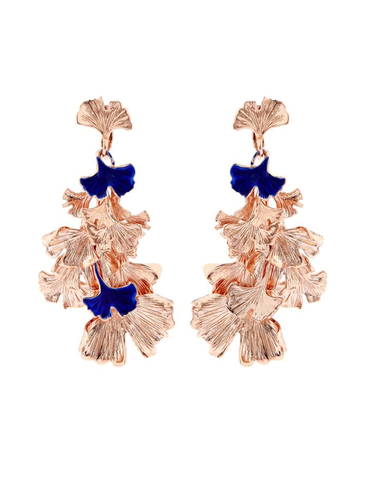 Aurélie Bidermann Ginkgo Lacquered Rose Gold-plated Clip-on Earrings