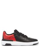 Matchesfashion.com Givenchy - Wing Logo-print Leather Trainers - Mens - Black Red