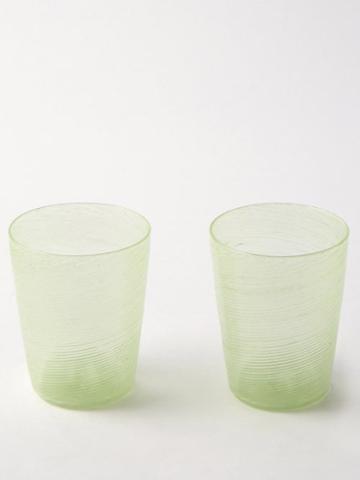 Cabana Magazine - Set Of Two Rigadin Murano Glasses - Womens - Green