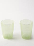 Cabana Magazine - Set Of Two Rigadin Murano Glasses - Womens - Green