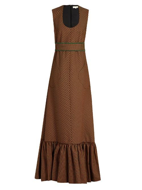 Delpozo Ruffled-hem Tweed Maxi Dress