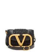 Matchesfashion.com Valentino Garavani - Supervee Raffia And Leather Cross-body Bag - Womens - Black