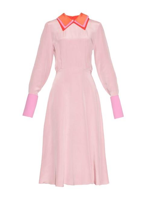 Roksanda Esty Contrast-collar Crepe Dress