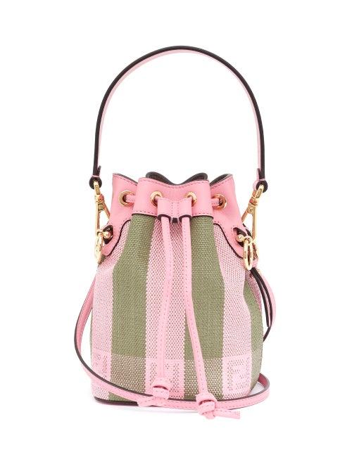 Matchesfashion.com Fendi - Mon Tresor Mini Logo-jacquard Canvas Bucket Bag - Womens - Pink Multi