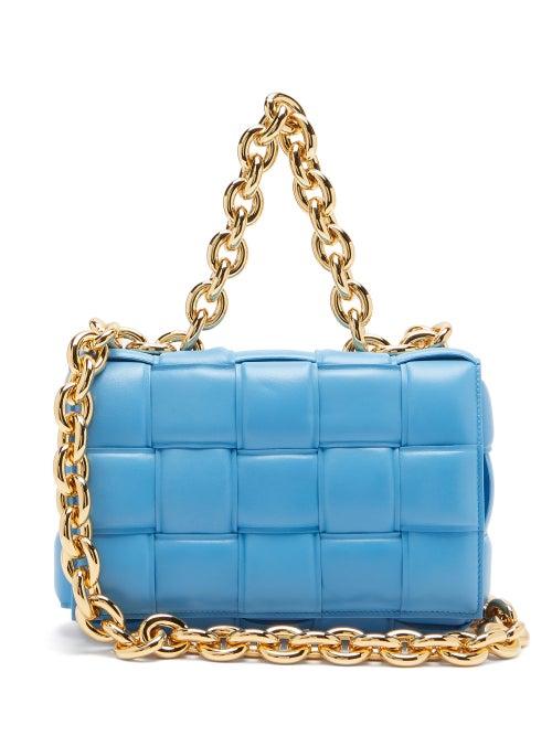 Matchesfashion.com Bottega Veneta - The Chain Cassette Intrecciato Padded Leather Bag - Womens - Blue